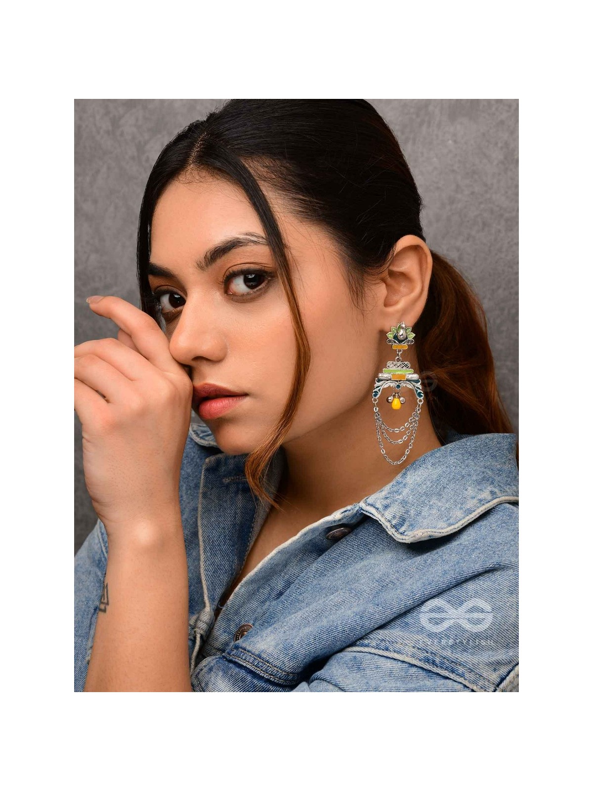 The Peacock Pride - Enamelled Oxidised Earrings