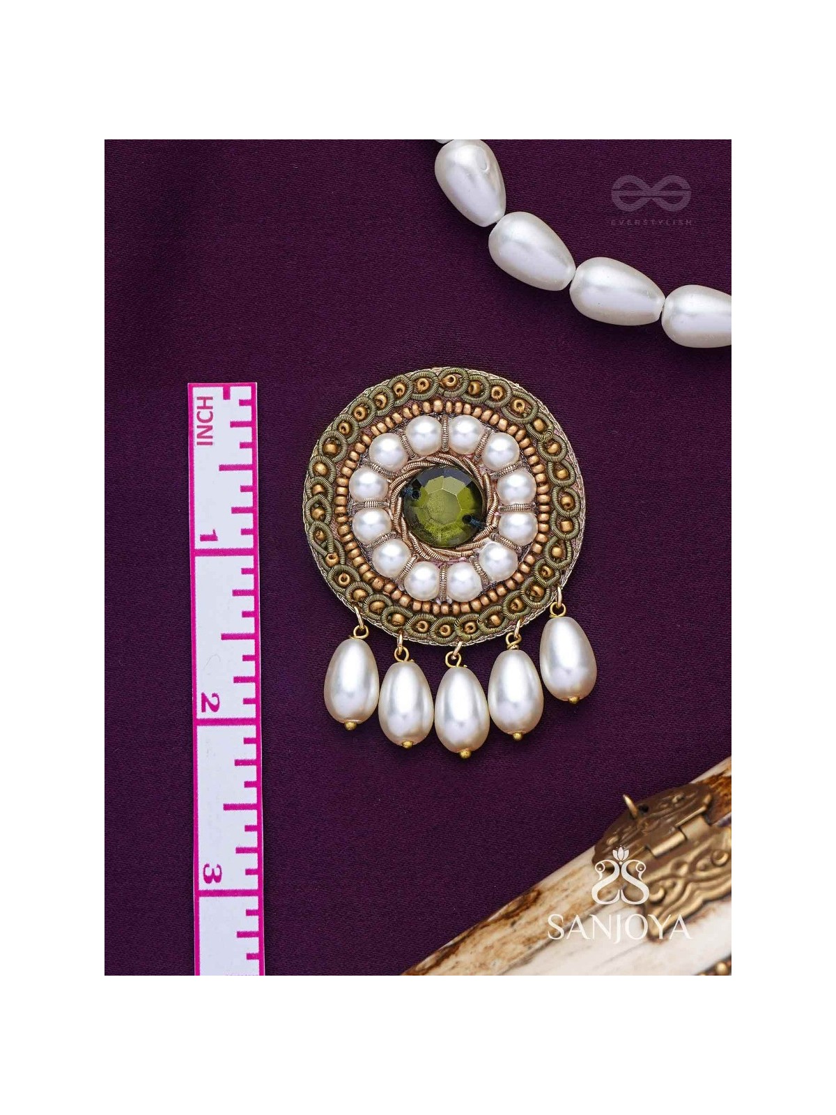 Harisaya - The Glowing Mirage - Beads And Stone Hand Embroidered Earrings