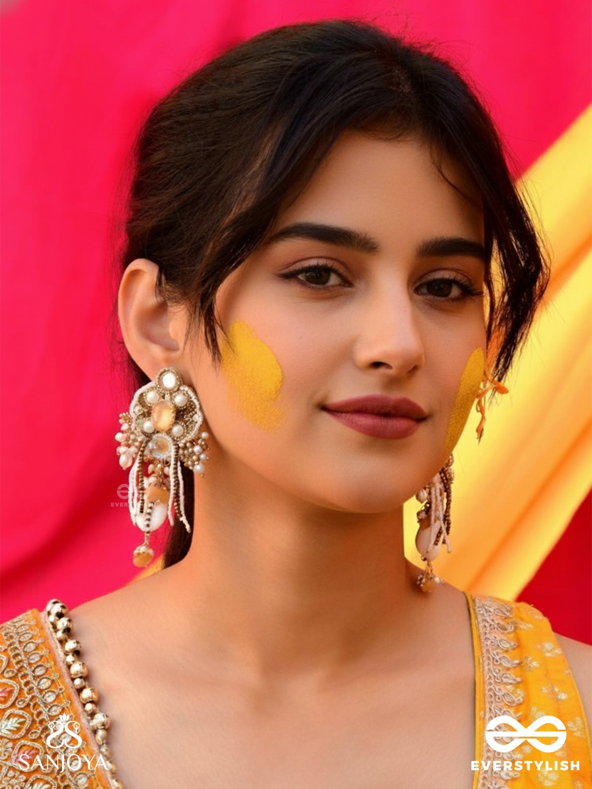 Aadhararoop - Ornament Of Enchantress- Shells, Beads And Pearl Drops Hand Embroidered Earrings