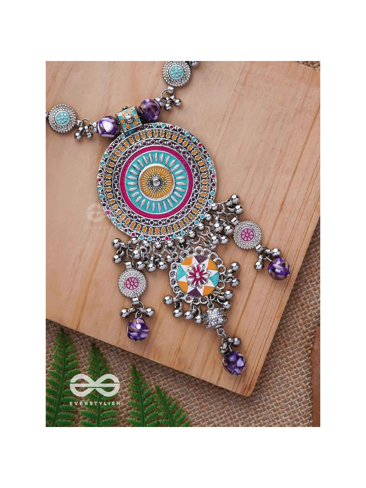 The Hypnotising Circles- Enamelled Oxidised Neckpiece