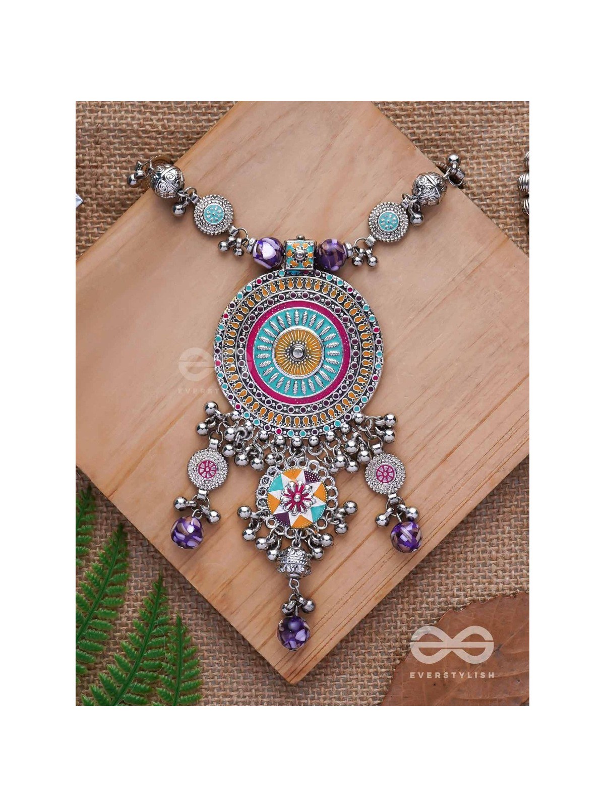 The Hypnotising Circles- Enamelled Oxidised Neckpiece