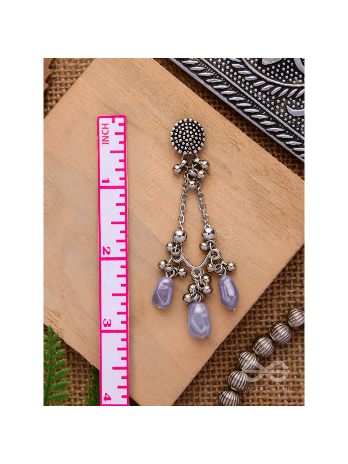 The Lilac Craze- Glass Drops Oxidised Earrings