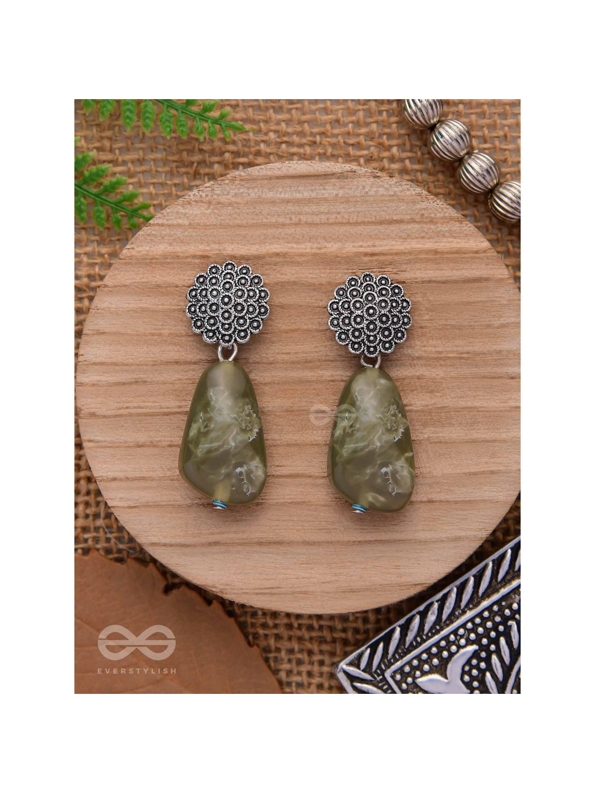 The Greenland Mist- Stone Oxidised Earrings