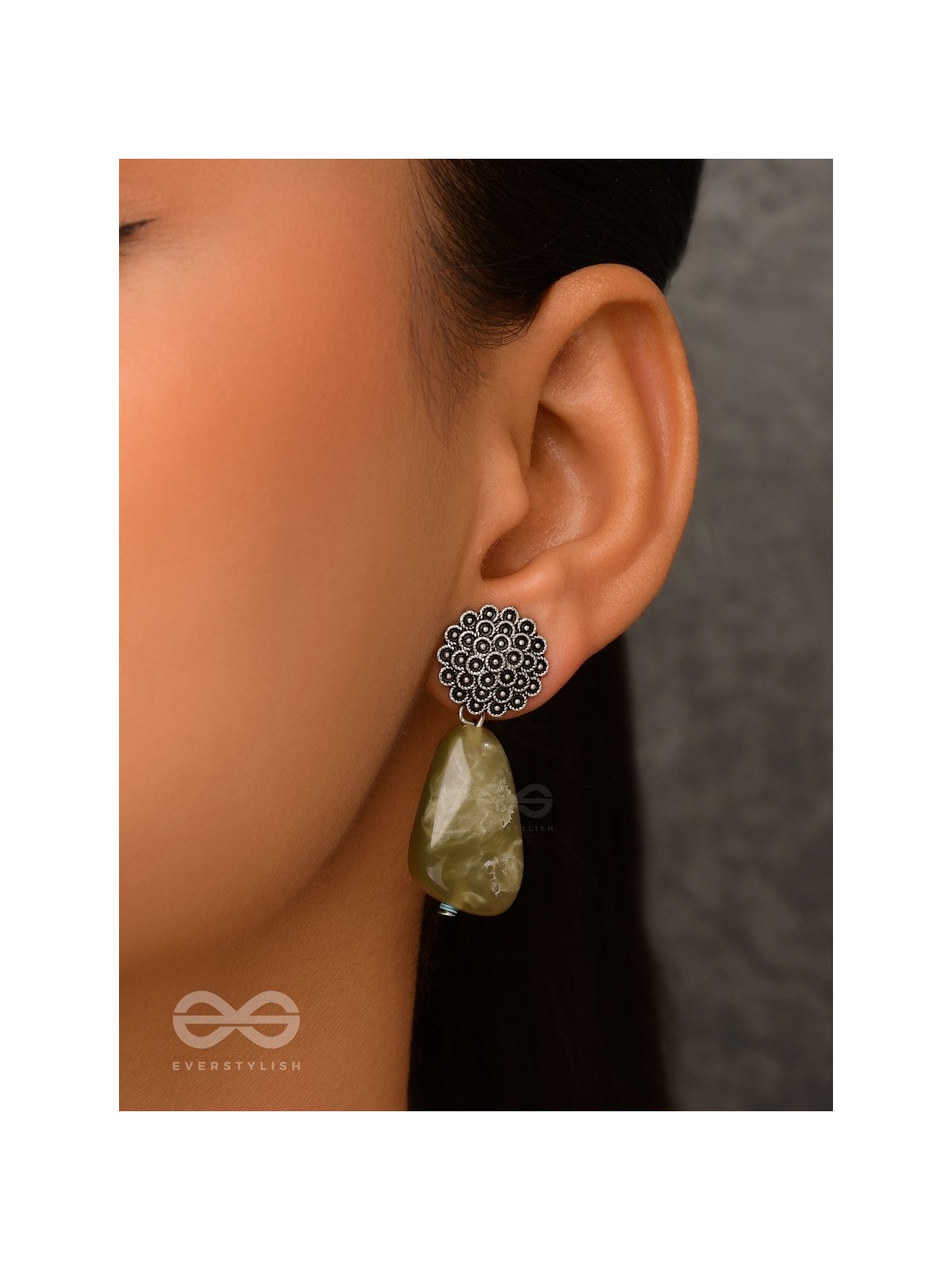 The Greenland Mist- Stone Oxidised Earrings