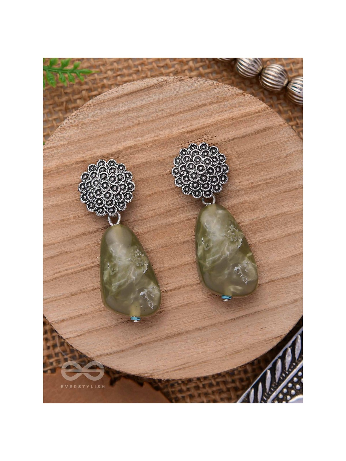 The Greenland Mist- Stone Oxidised Earrings