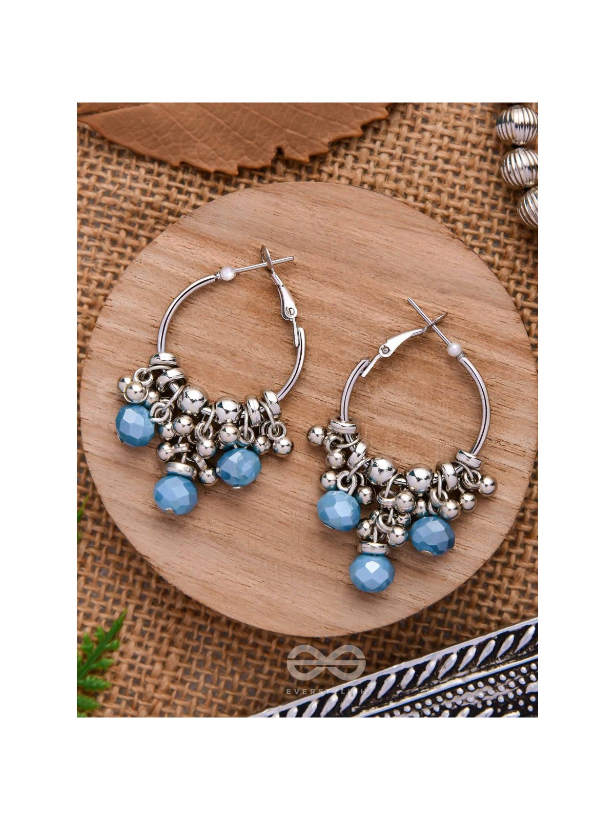 The Blue Orchid- Glass Drops Oxidised Earrings