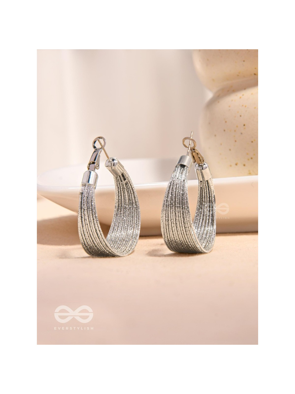 Spiral Strands - Statement Silver Hoop Earrings 