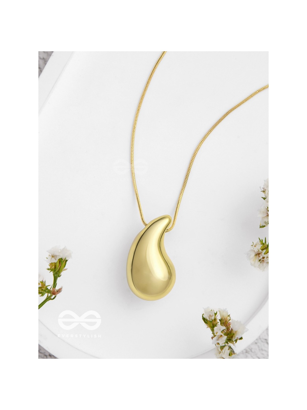 Radiant Raindrop - Statement Golden Pendant With Anti-Tarnish Coating