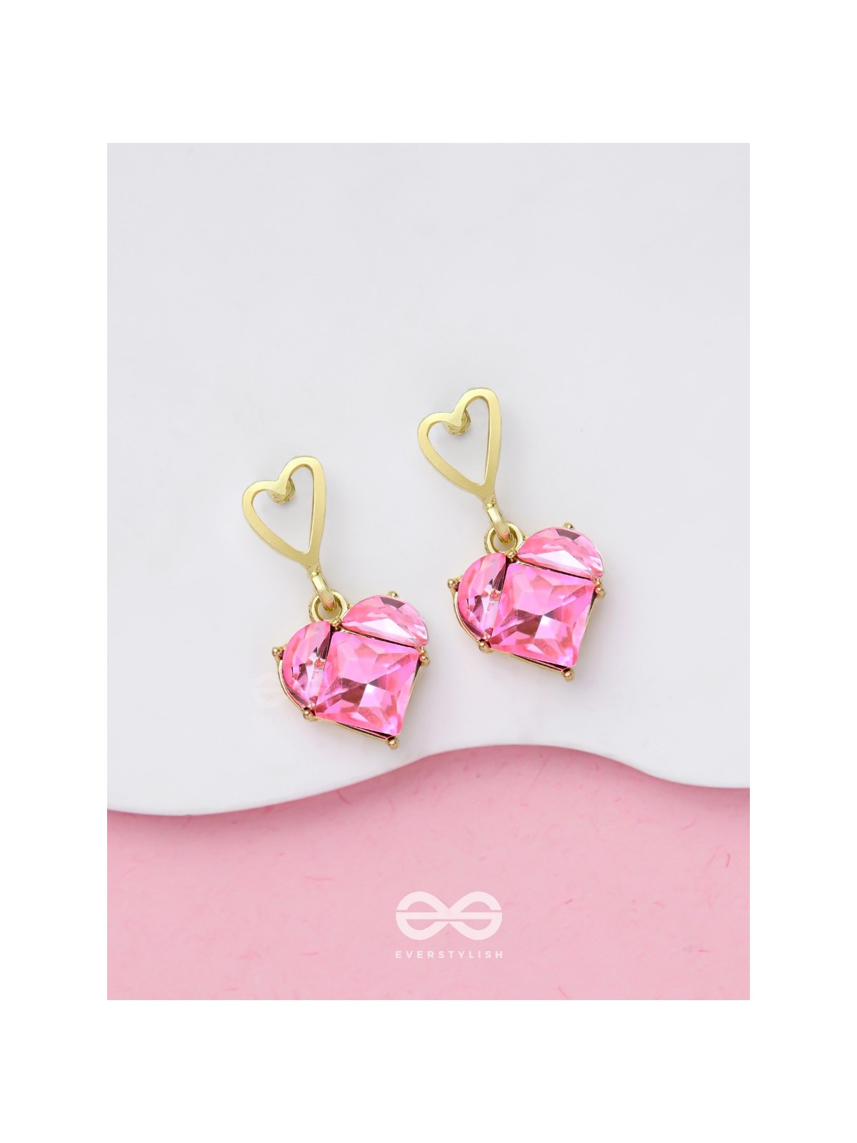 The Crystal Love - Golden Embellished Earrings