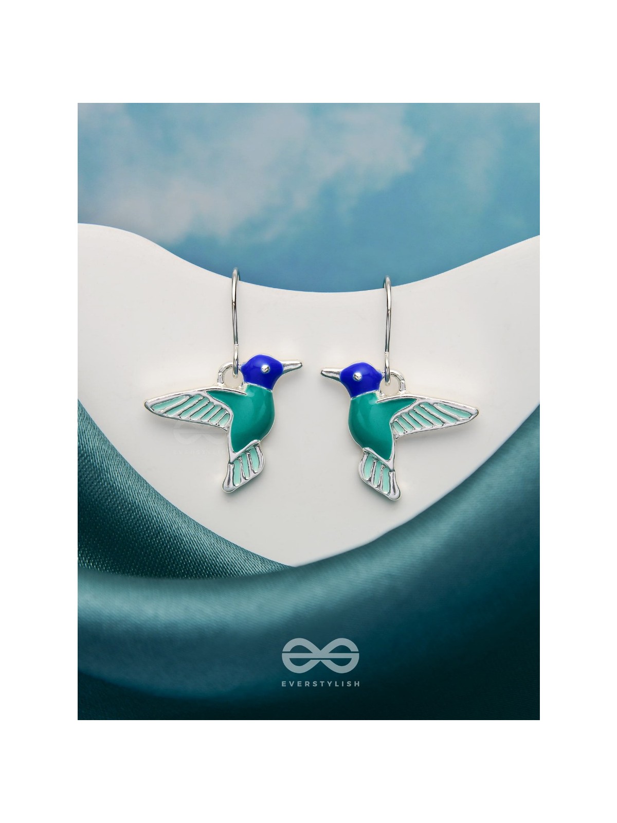 Sky Wings - Silver Enamelled Earrings