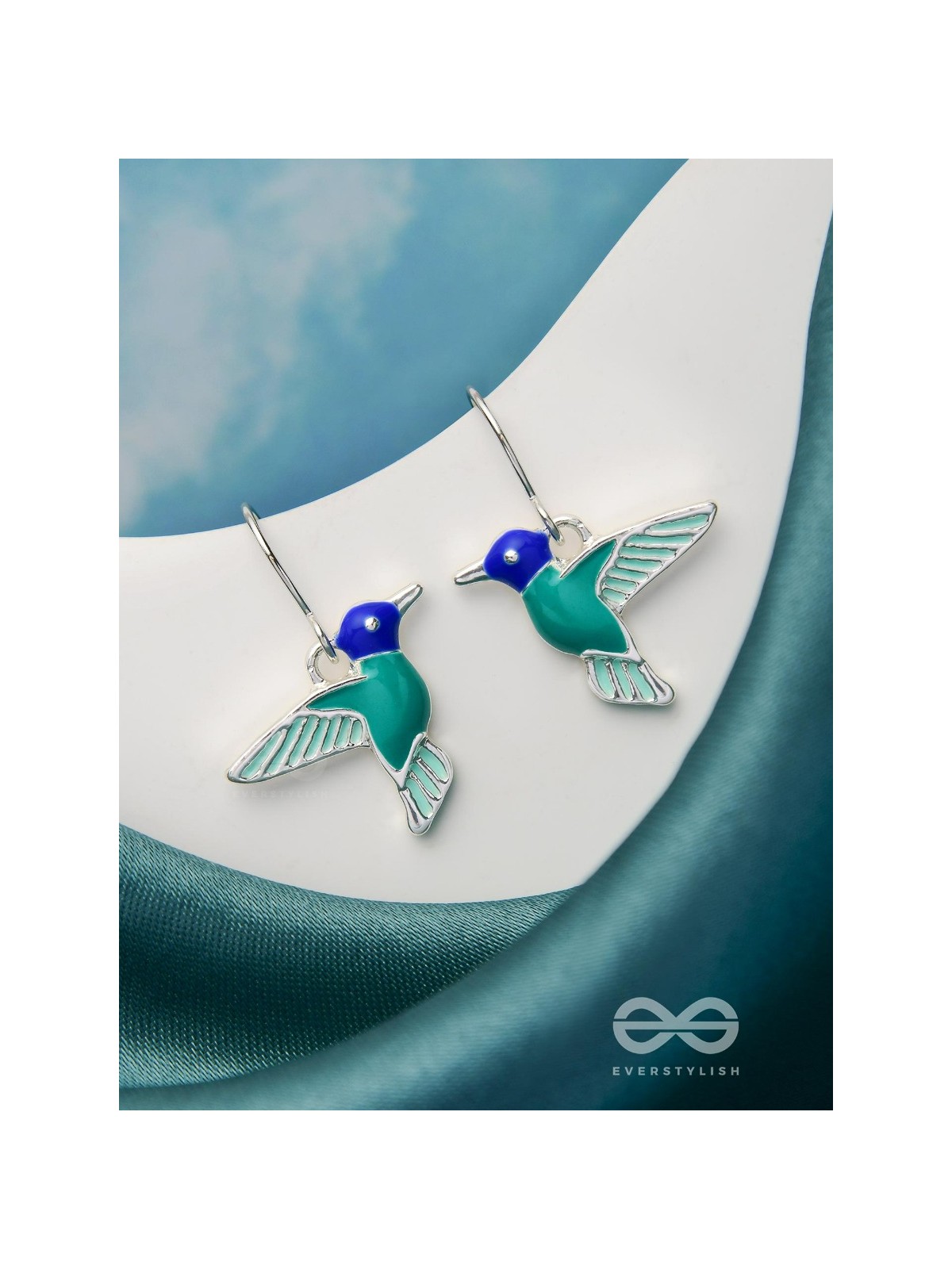 Sky Wings - Silver Enamelled Earrings