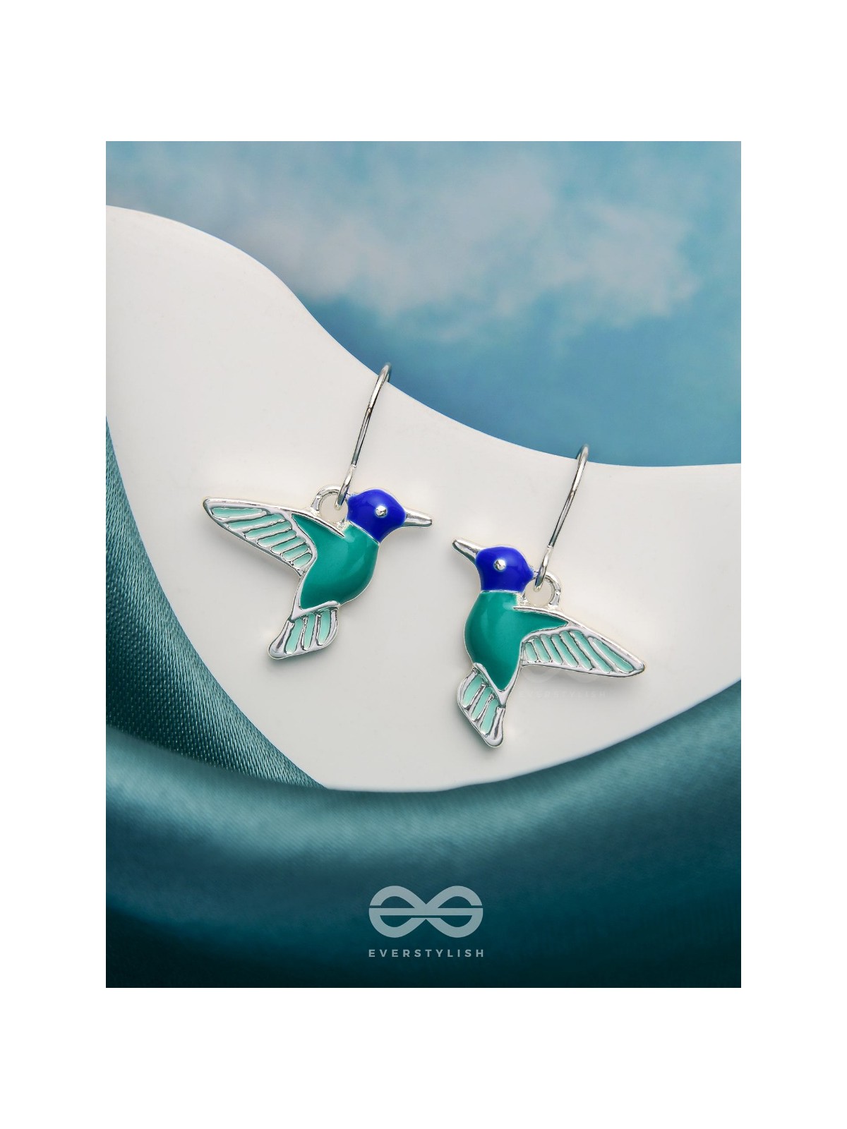 Sky Wings - Silver Enamelled Earrings