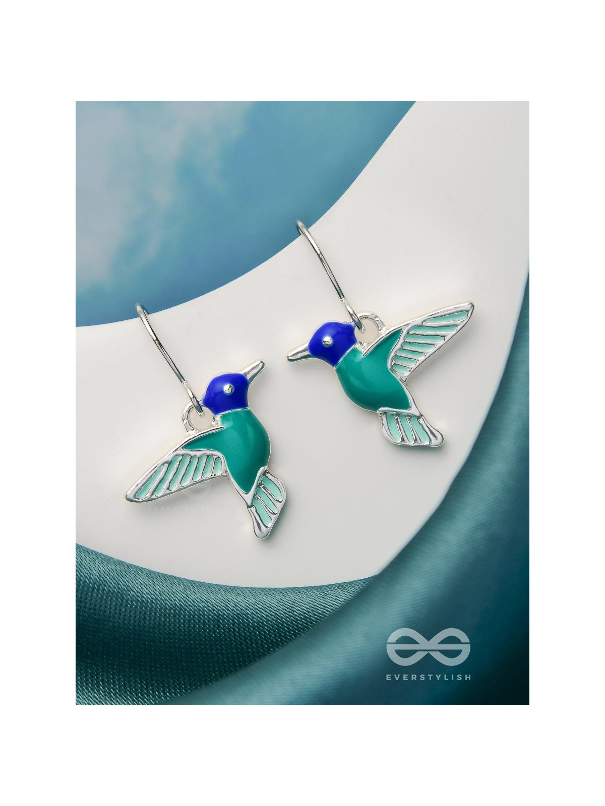 Sky Wings - Silver Enamelled Earrings