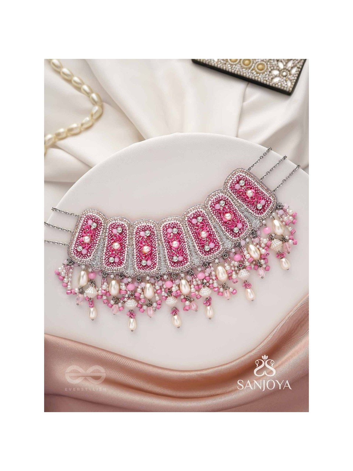 Bhavaneri- Dance In The Heaven- Pearls, Cutdana And Beads Hand Embroidered Choker Neckpiece