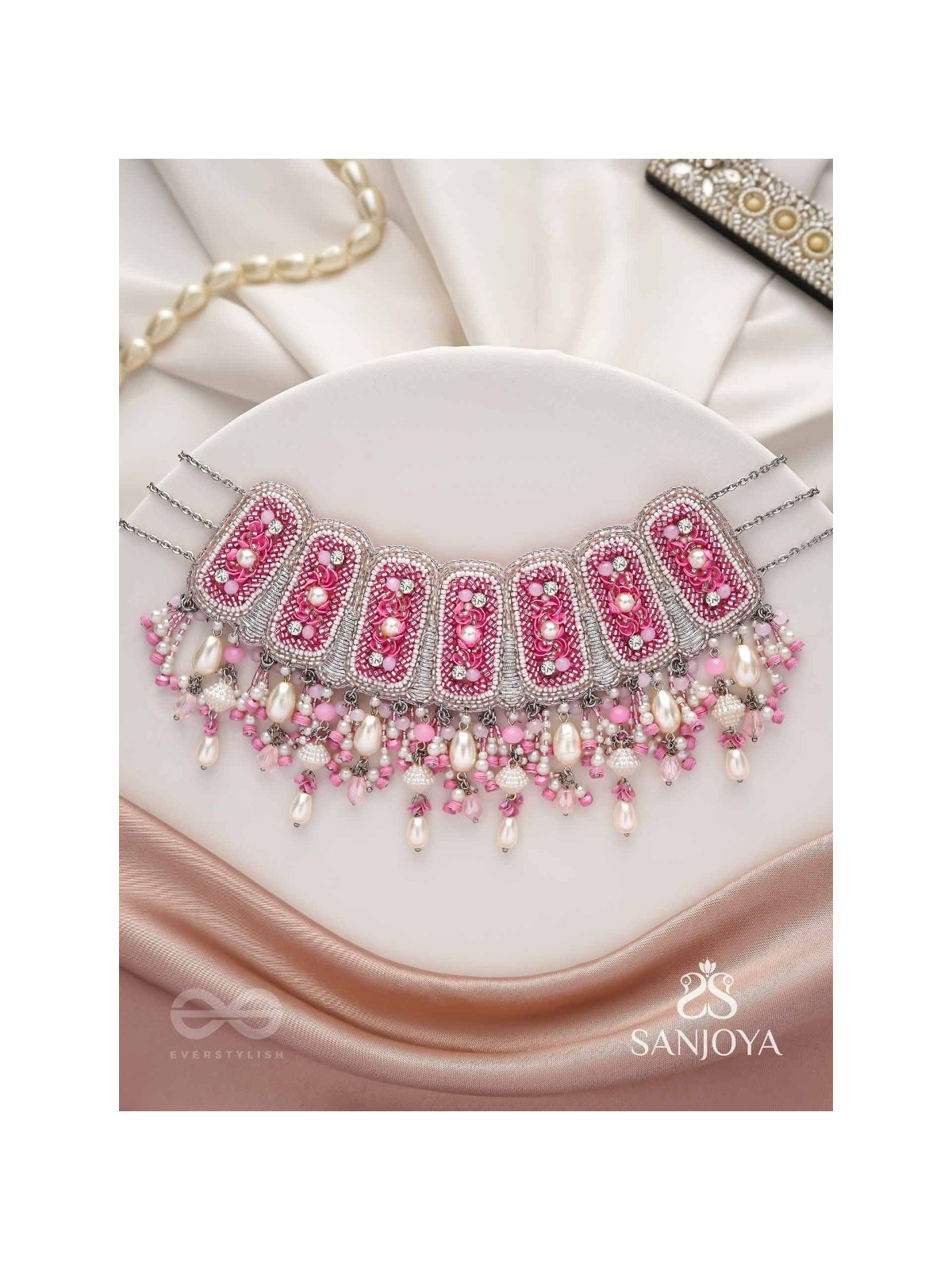 Bhavaneri- Dance In The Heaven- Pearls, Cutdana And Beads Hand Embroidered Choker Neckpiece