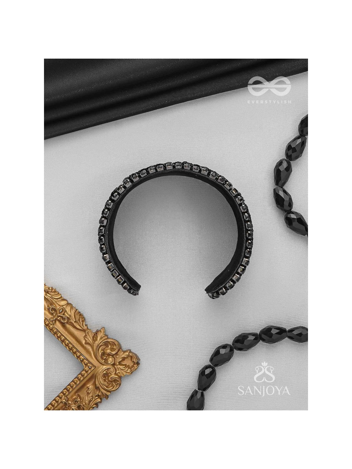 Nisithah - The Midnight's Magic - Beads And Cutdana Hand Embroidered Cuff Bracelet