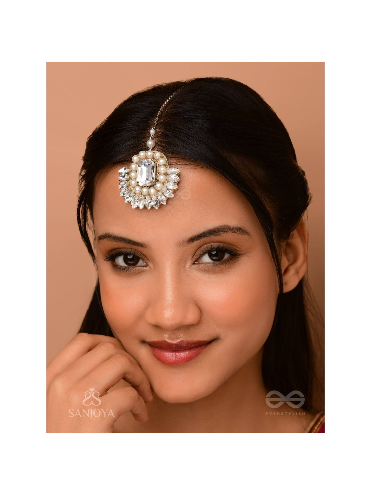 Adrisara - Essence Of Stones - Stones Hand Embroidered Maangtika