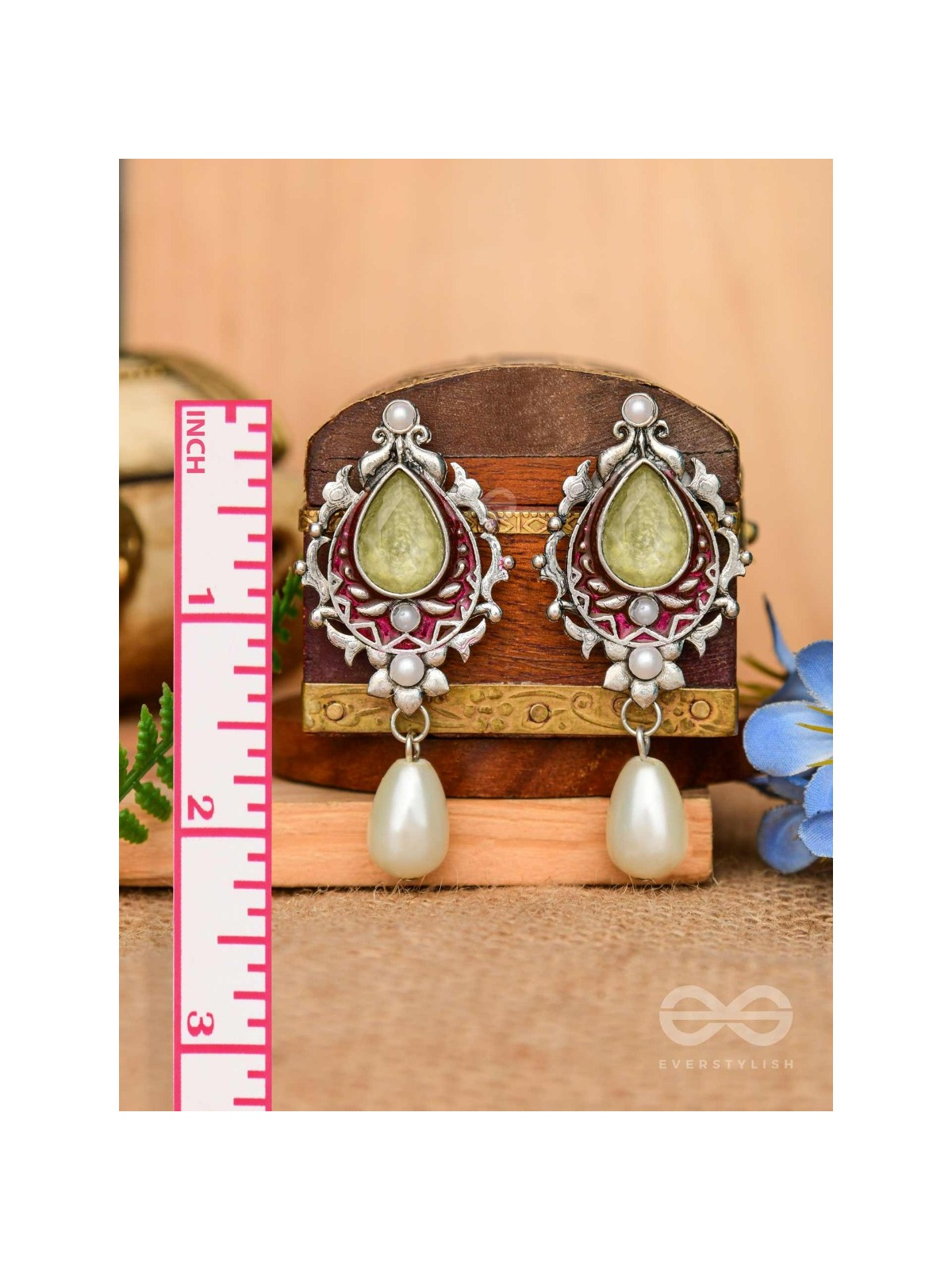 The Nature's Grace - Embellished And Enamelled Oxidised Earrings