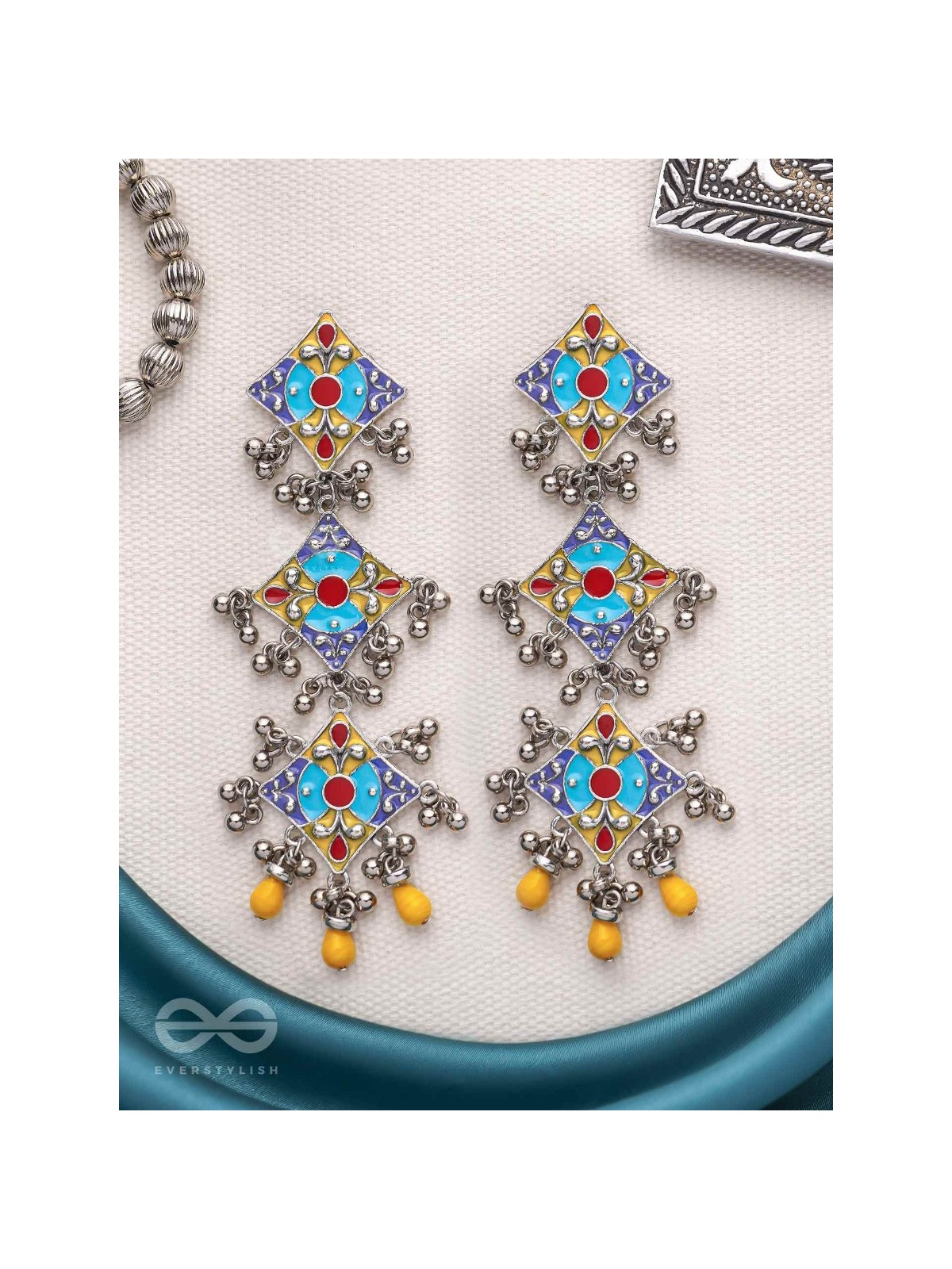 Sunny Daydreams - Statement Enamelled Oxidised Earrings
