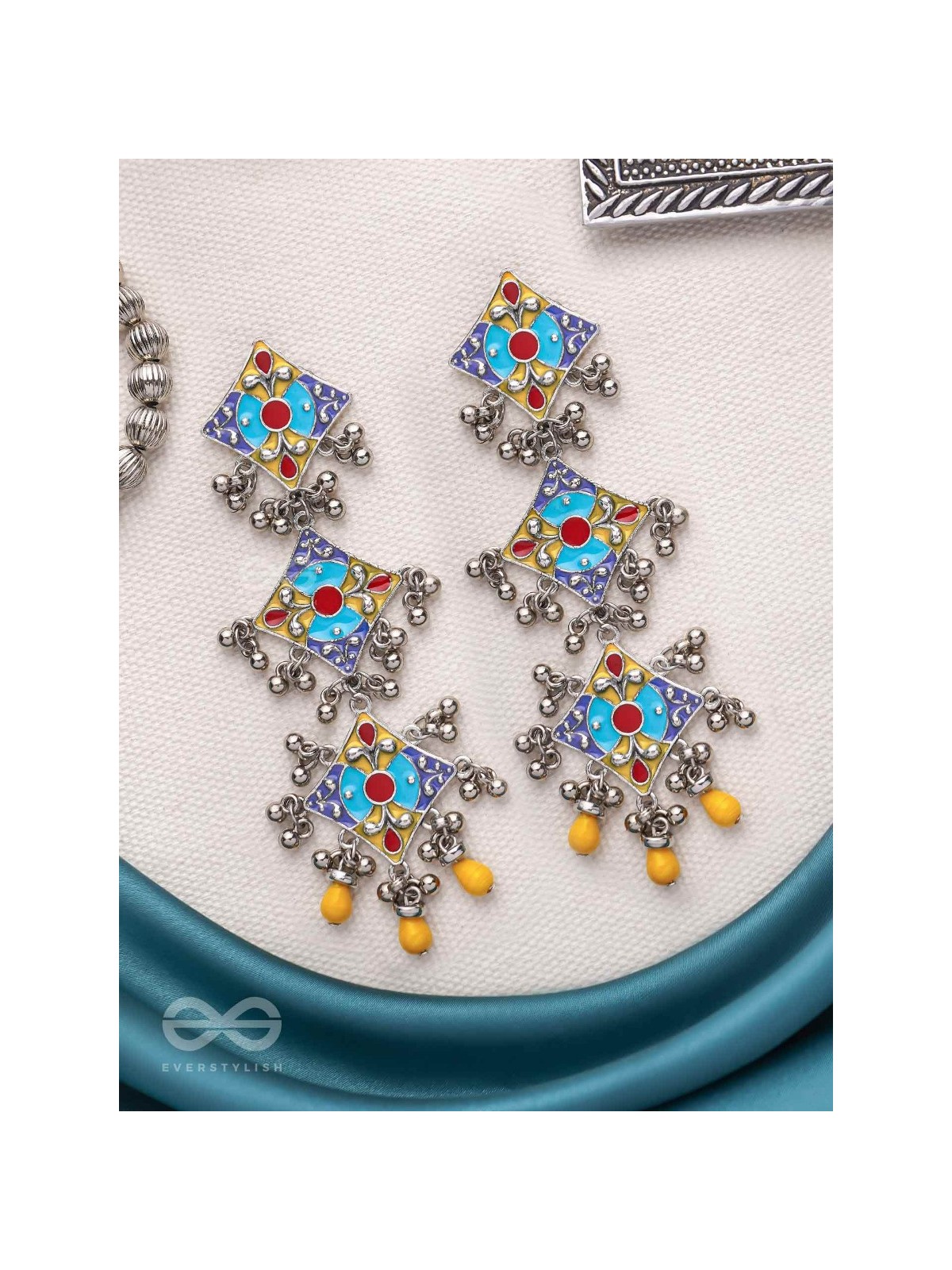 Sunny Daydreams - Statement Enamelled Oxidised Earrings