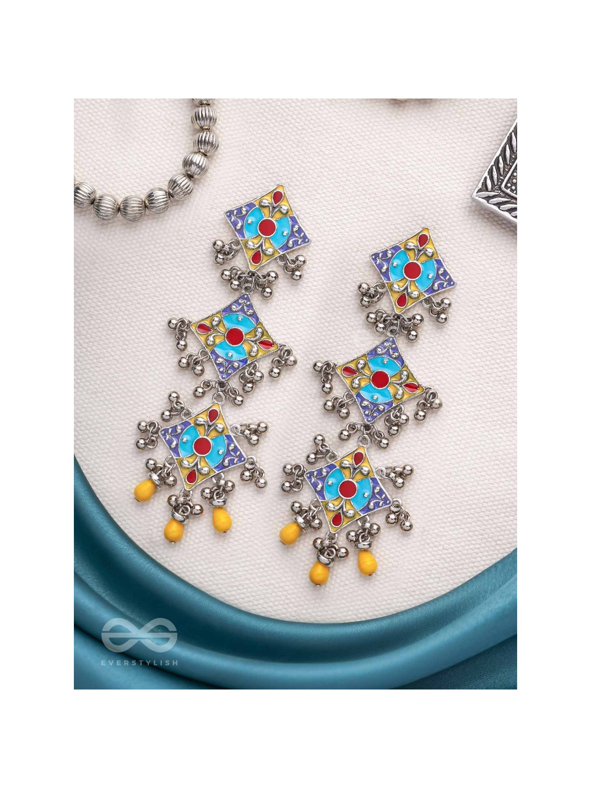 Sunny Daydreams - Statement Enamelled Oxidised Earrings