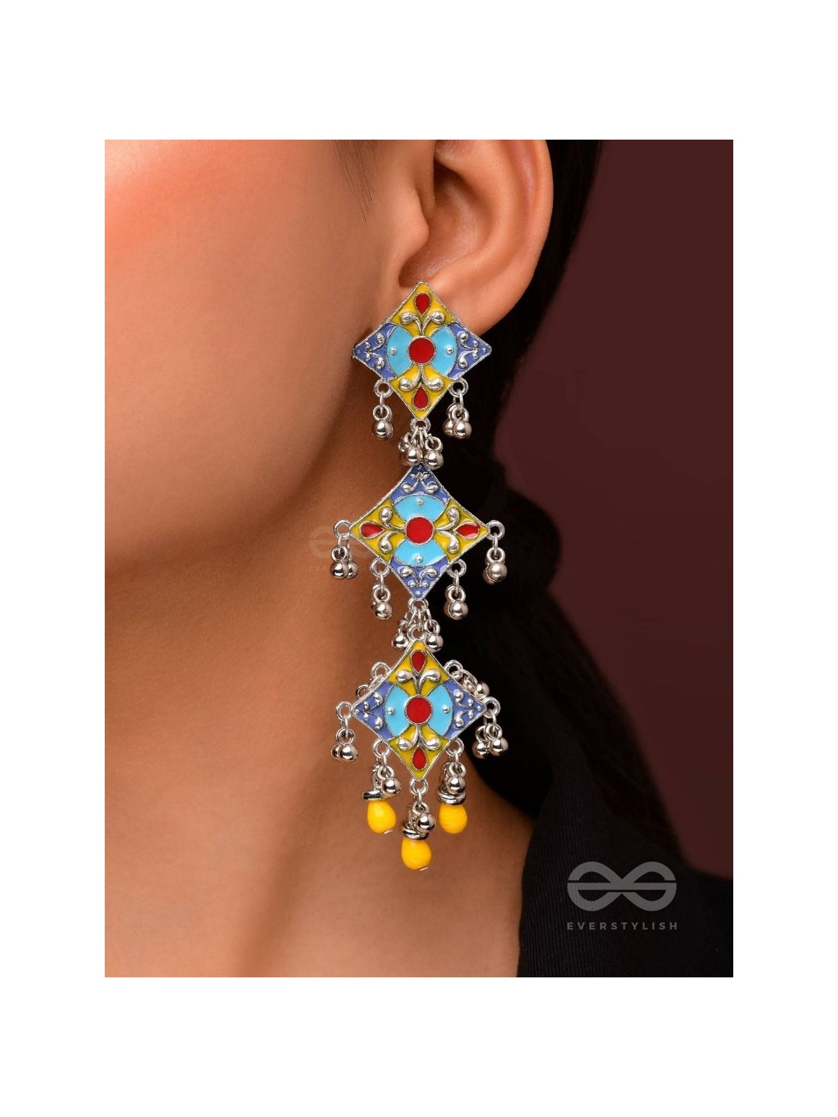 Sunny Daydreams - Statement Enamelled Oxidised Earrings
