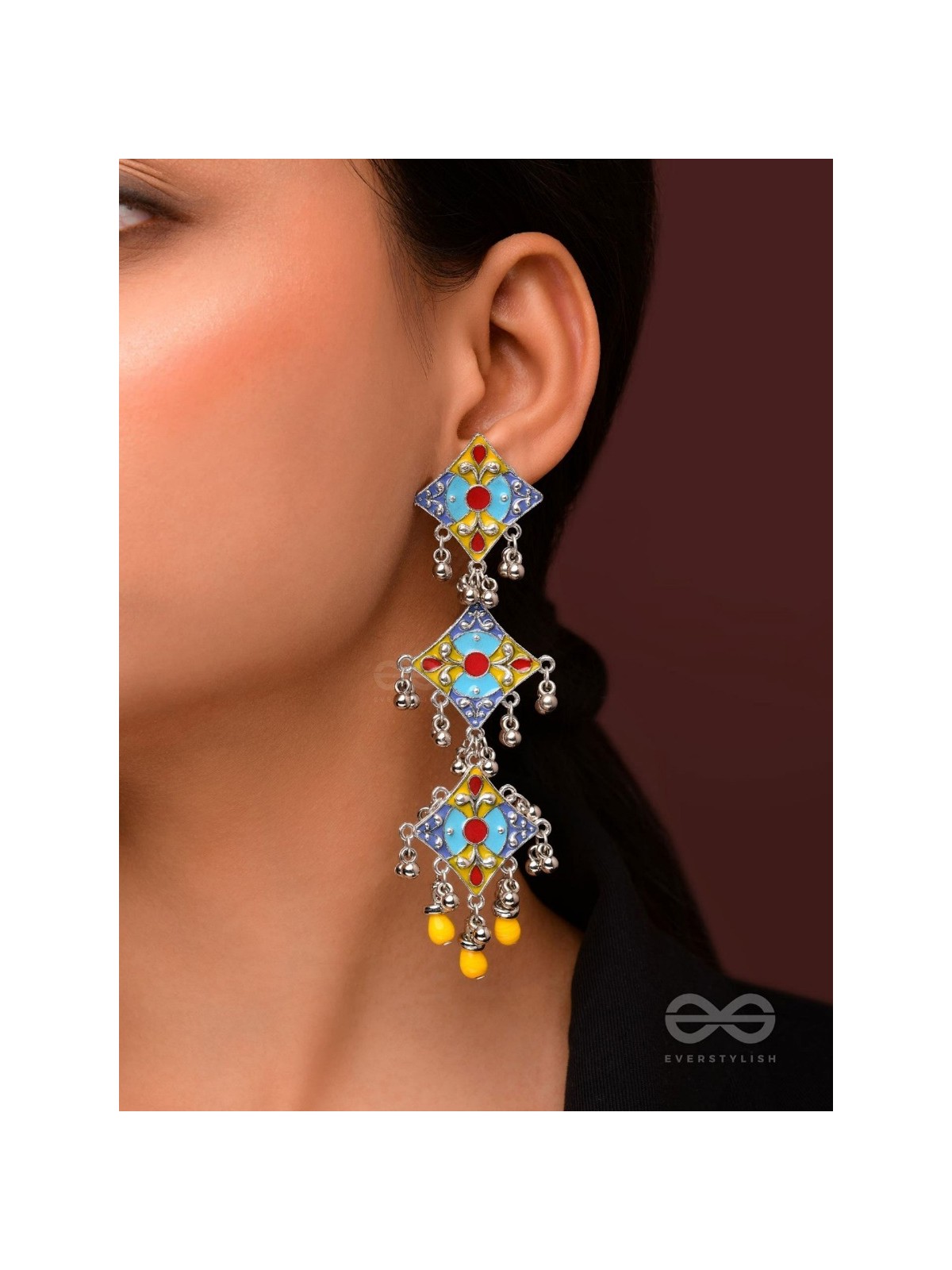 Sunny Daydreams - Statement Enamelled Oxidised Earrings