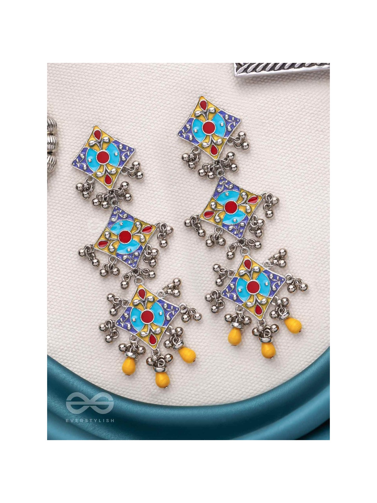 Sunny Daydreams - Statement Enamelled Oxidised Earrings