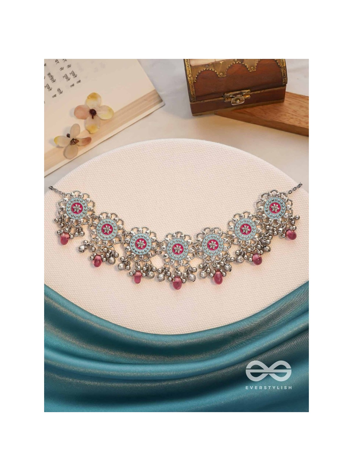 The Rosy Skies - Enamelled Oxidised Neckpiece