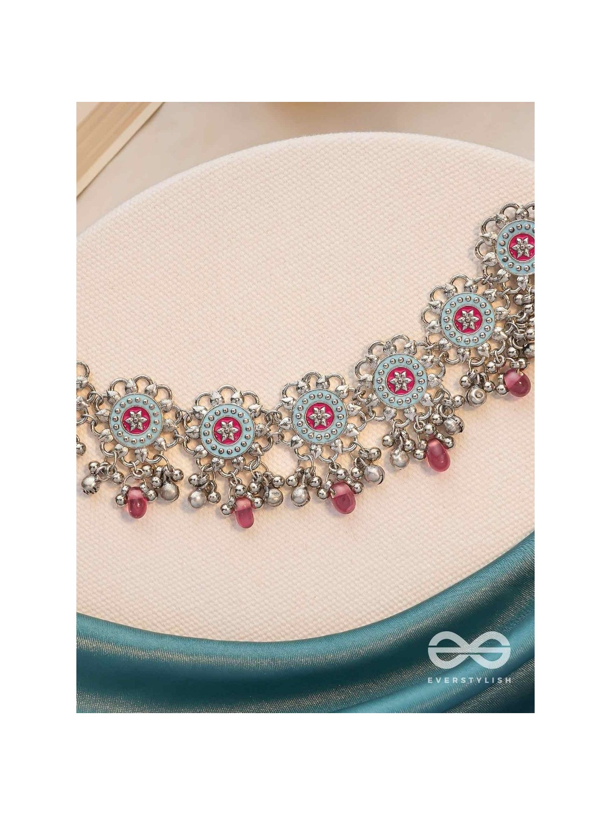 The Rosy Skies - Enamelled Oxidised Neckpiece