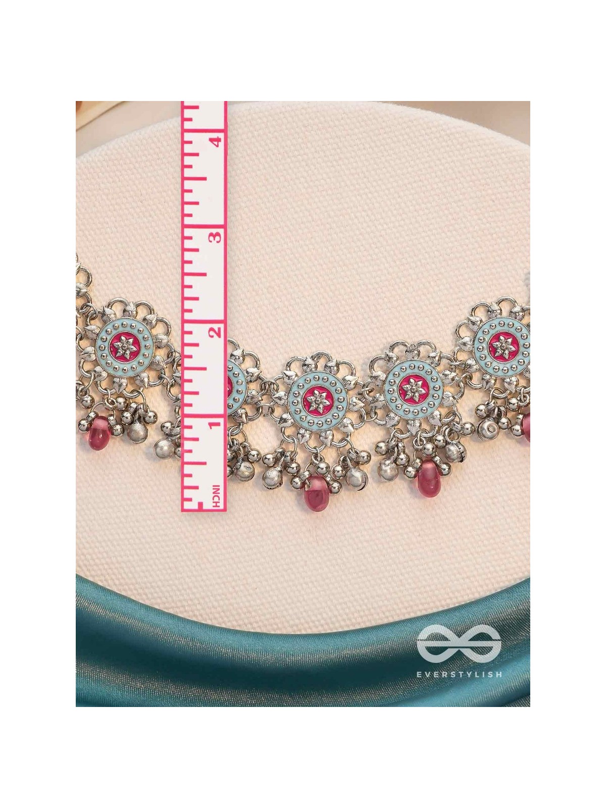 The Rosy Skies - Enamelled Oxidised Neckpiece