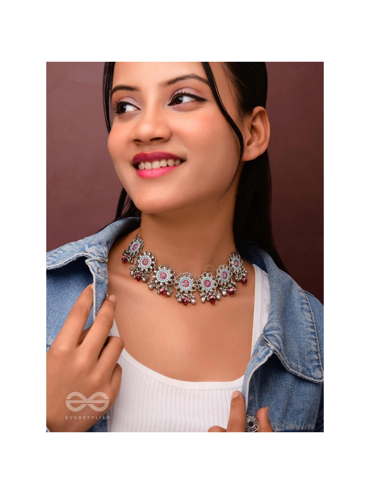 The Rosy Skies - Enamelled Oxidised Neckpiece