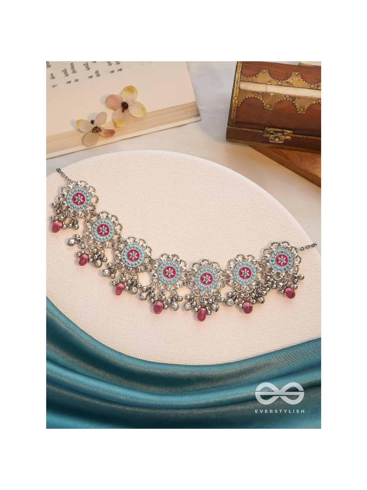 The Rosy Skies - Enamelled Oxidised Neckpiece