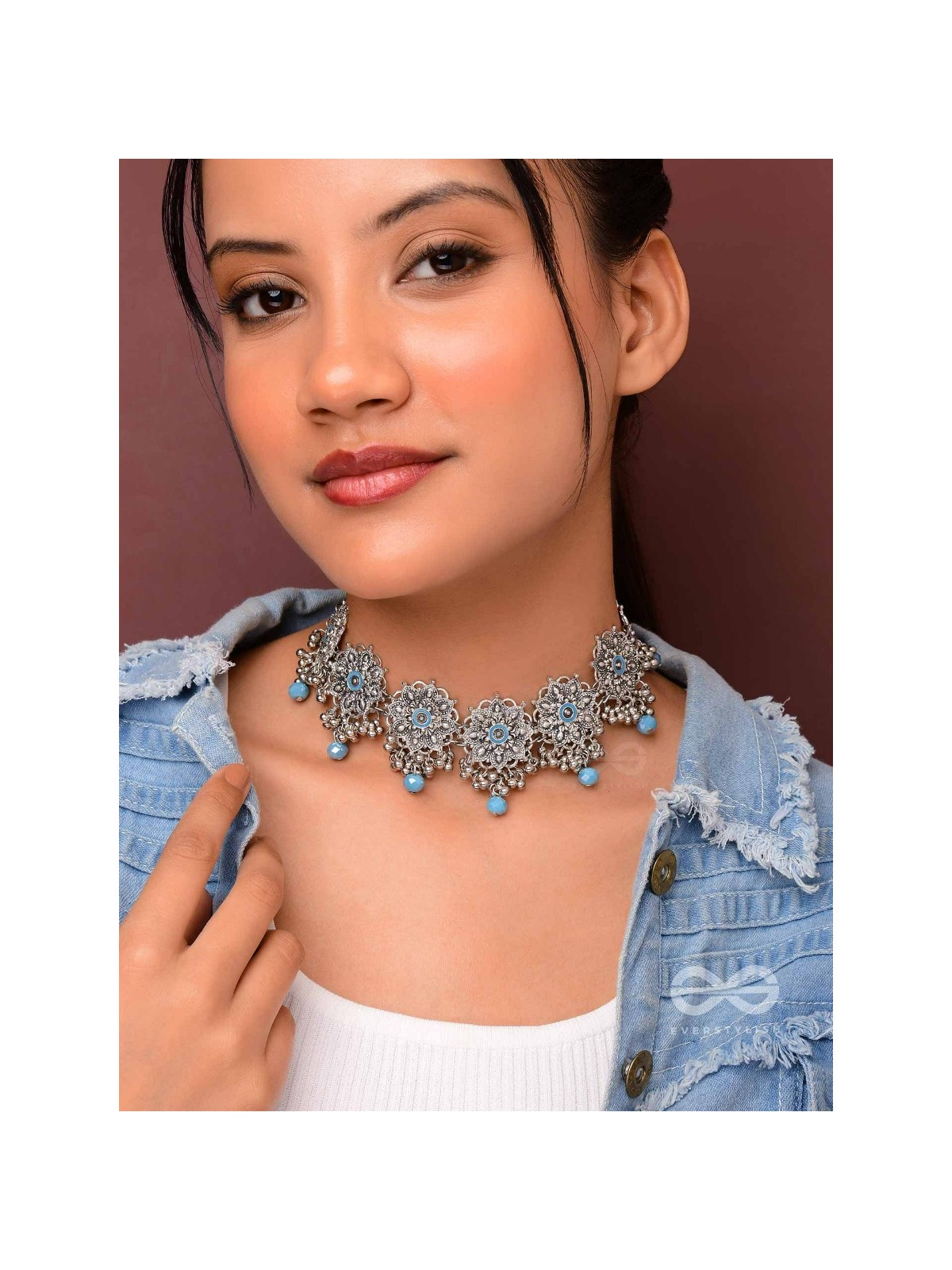 Heavenly Skies - Enamelled Oxidised Neckpiece