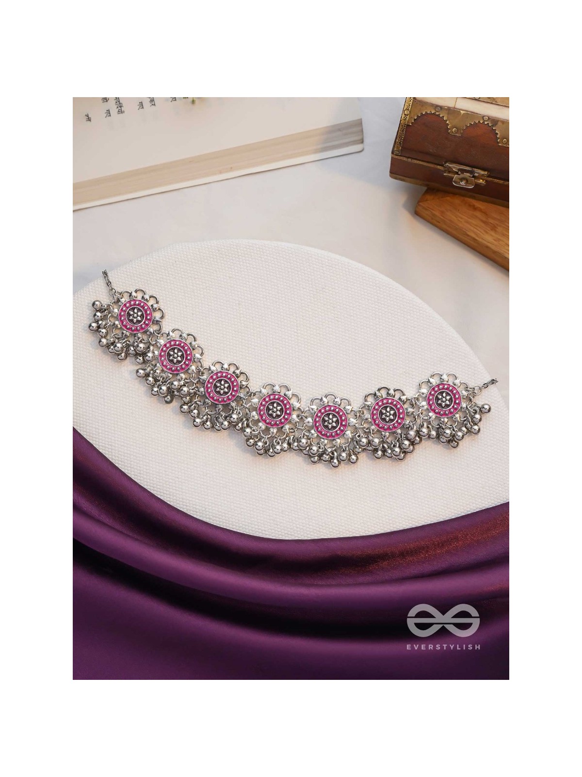 Rustic Blossoms - Enamelled Oxidised Neckpiece