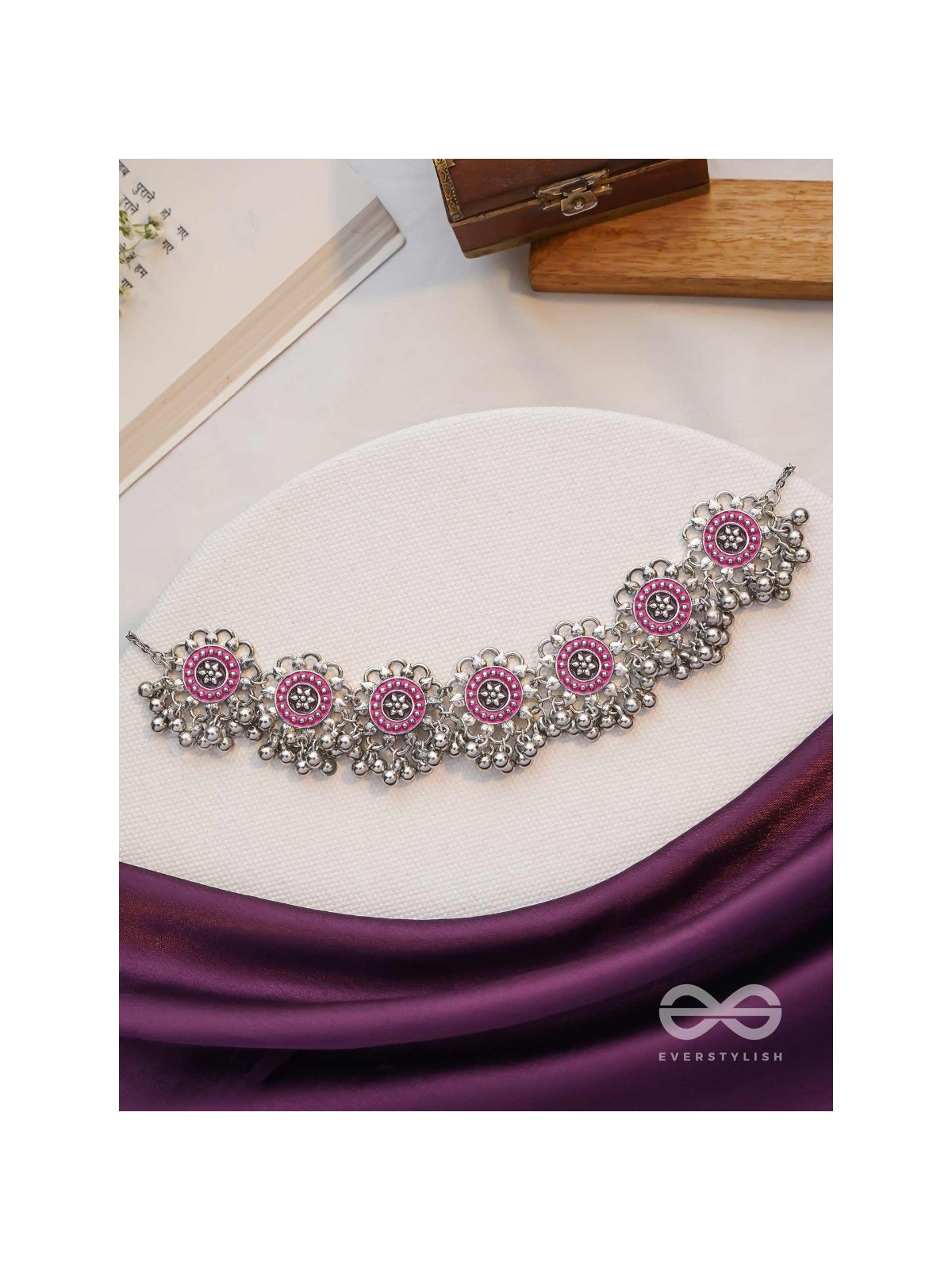 Rustic Blossoms - Enamelled Oxidised Neckpiece