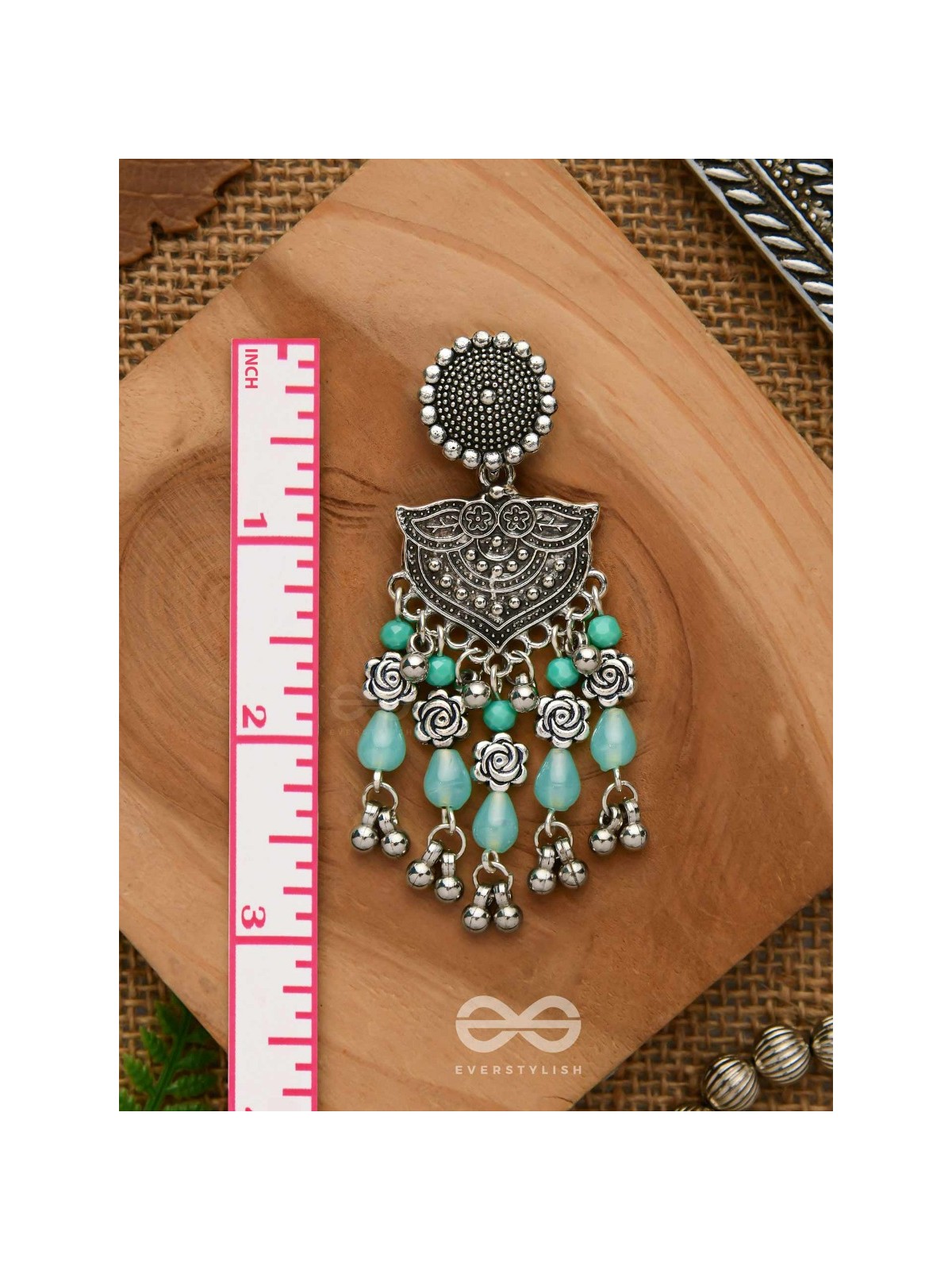 The Ocean Goddess- Glass Drops And Beads Oxidised Earrings