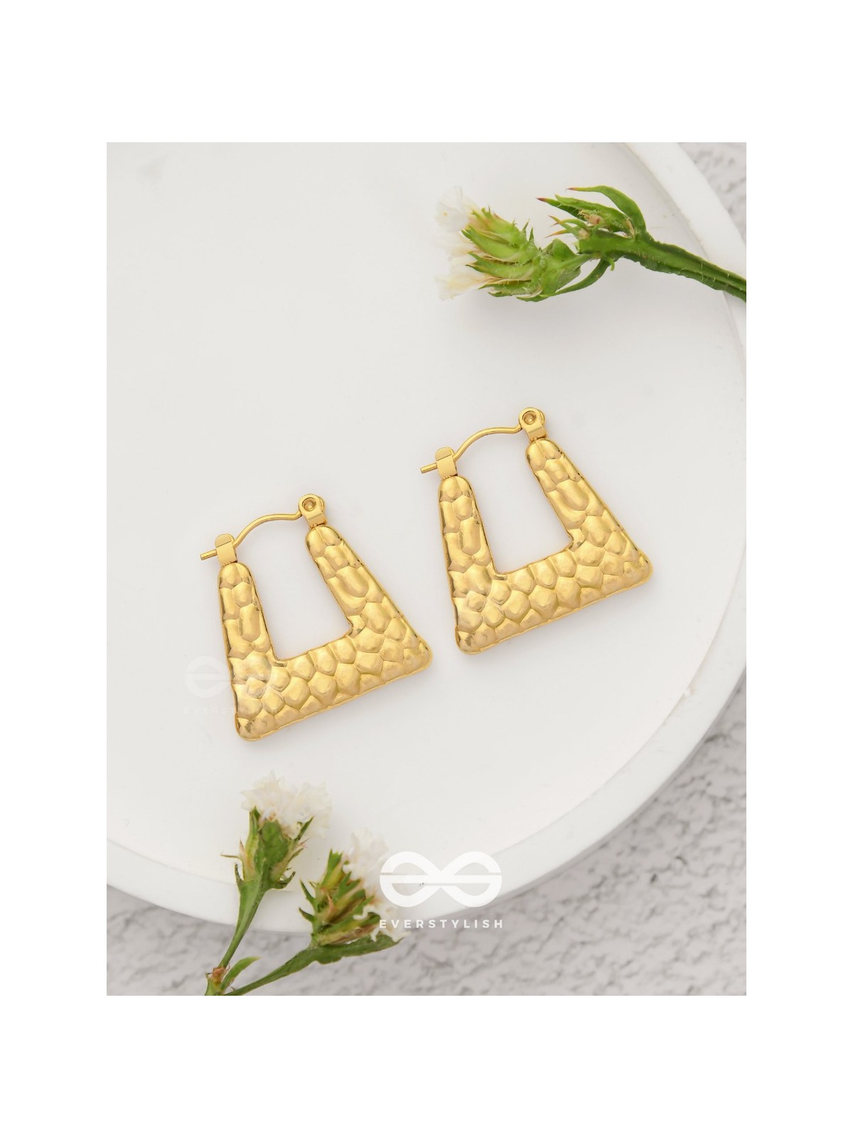 Ethereal Gleams - Golden Stainless Steel Earrings With Anti-Tarnish Coating