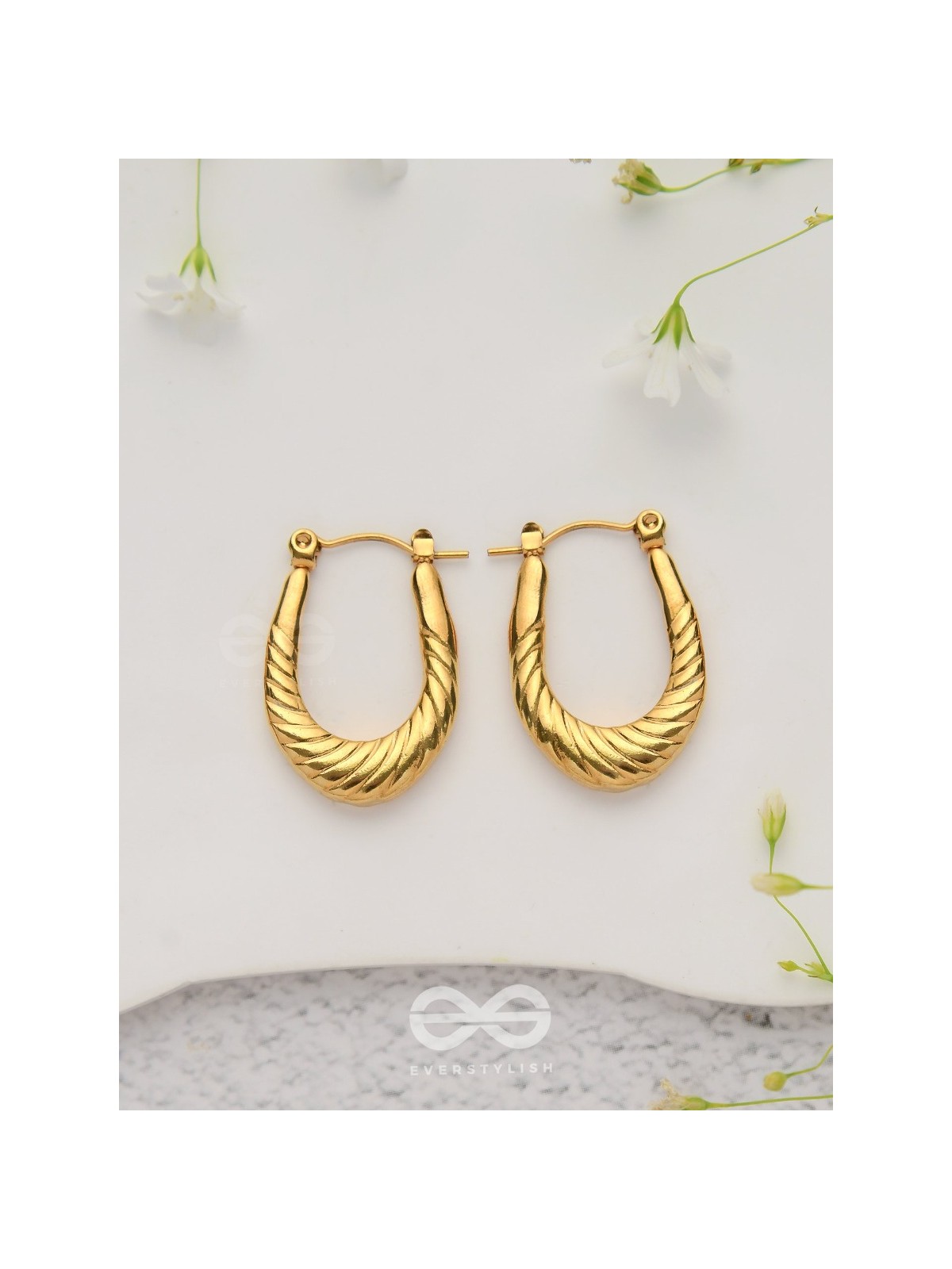 Moonbeam Echoes - Golden Stainless Steel Earrings With Anti-Tarnish Coating