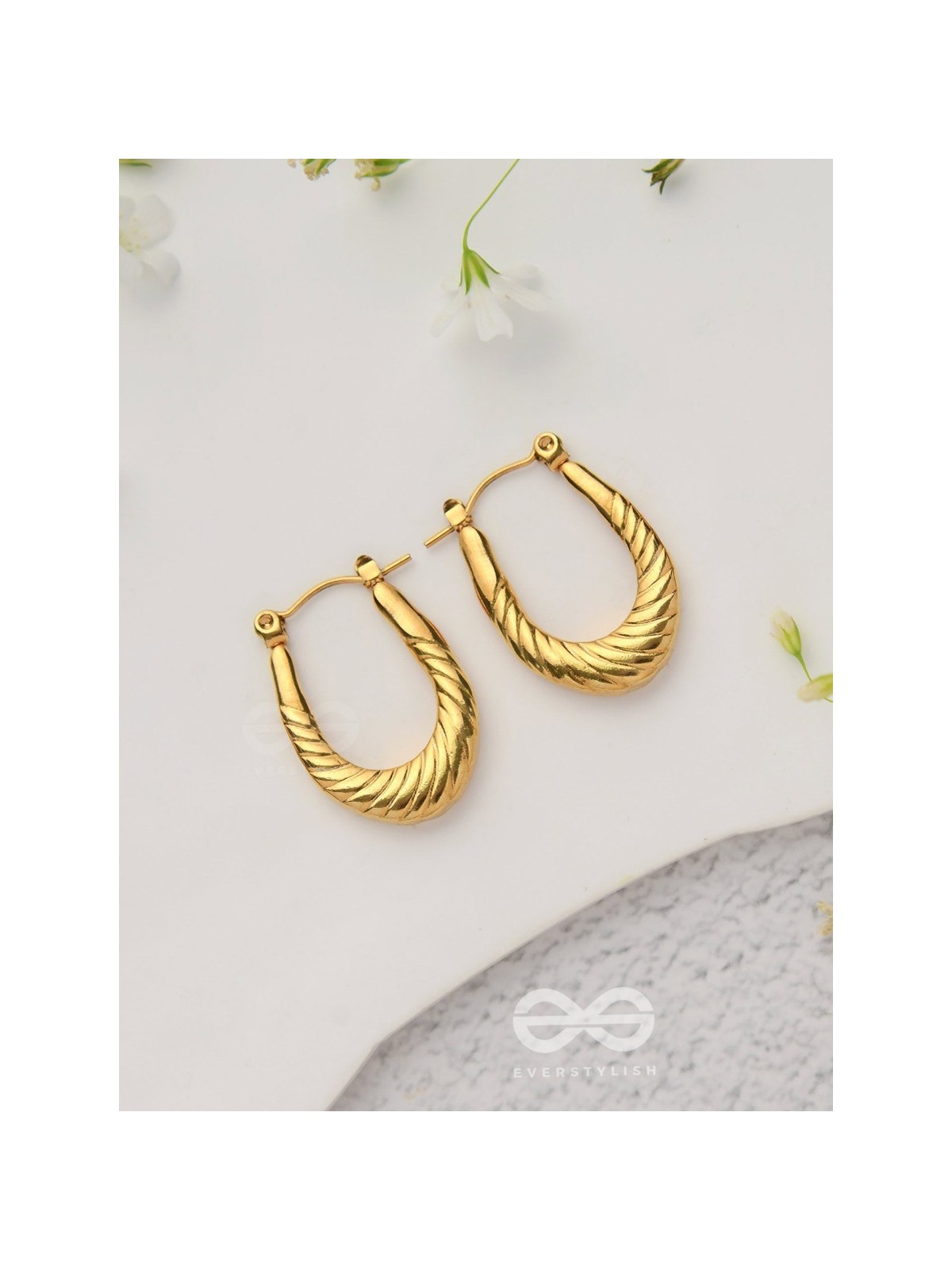 Moonbeam Echoes - Golden Stainless Steel Earrings With Anti-Tarnish Coating