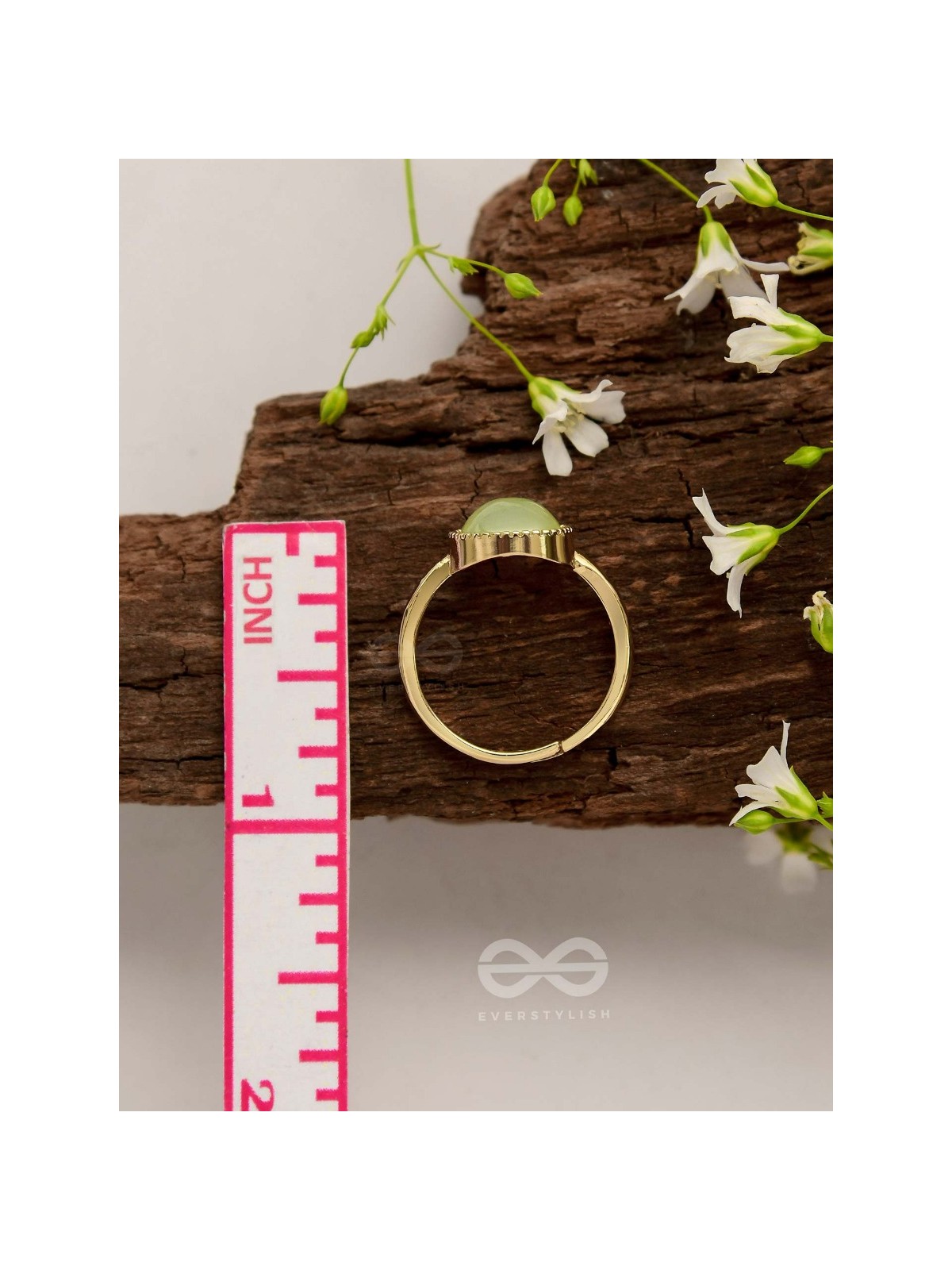 Lime Lush - Statement Golden Embellished Ring 