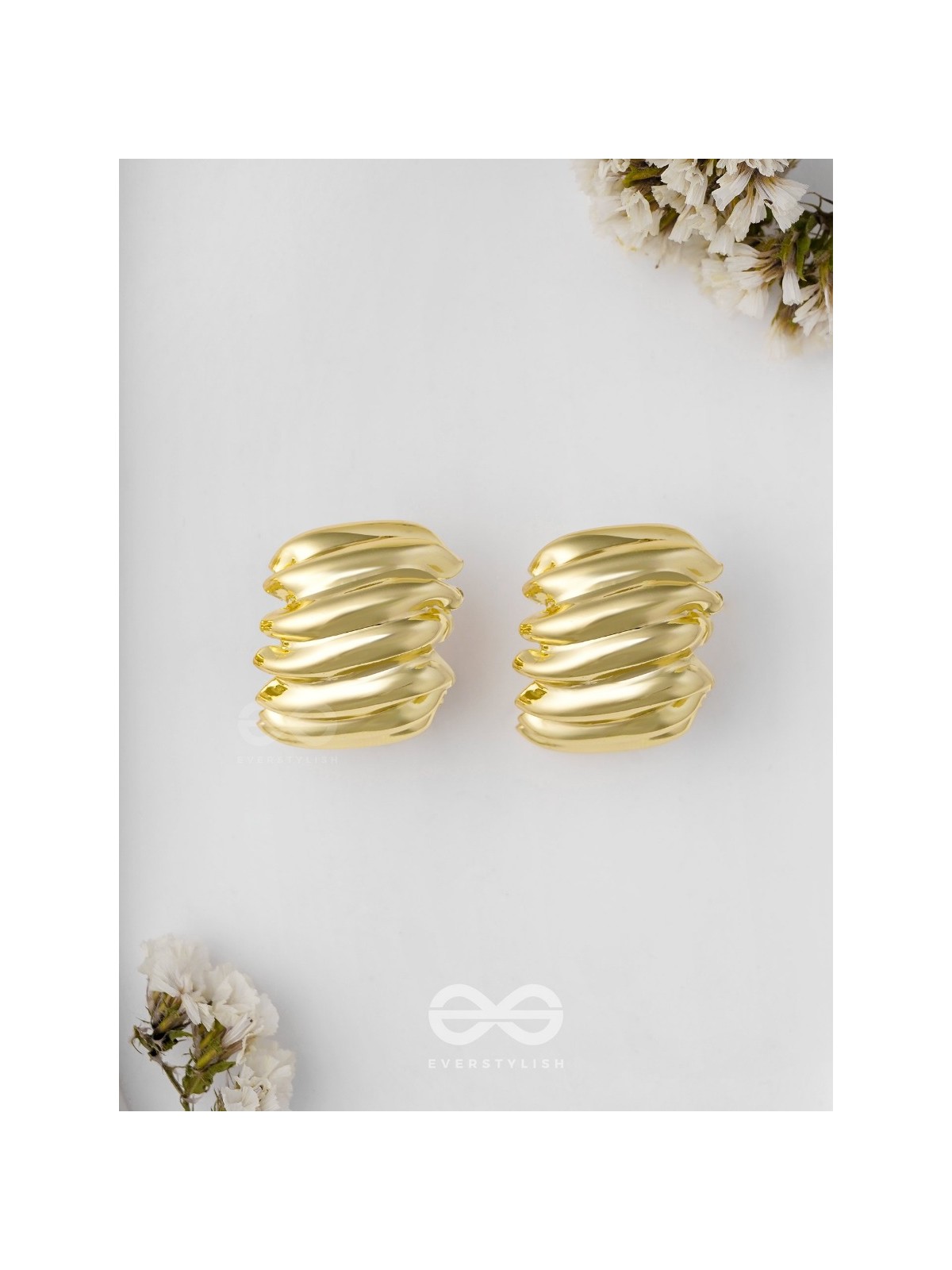Metallic Curves - Statement Golden Earrings