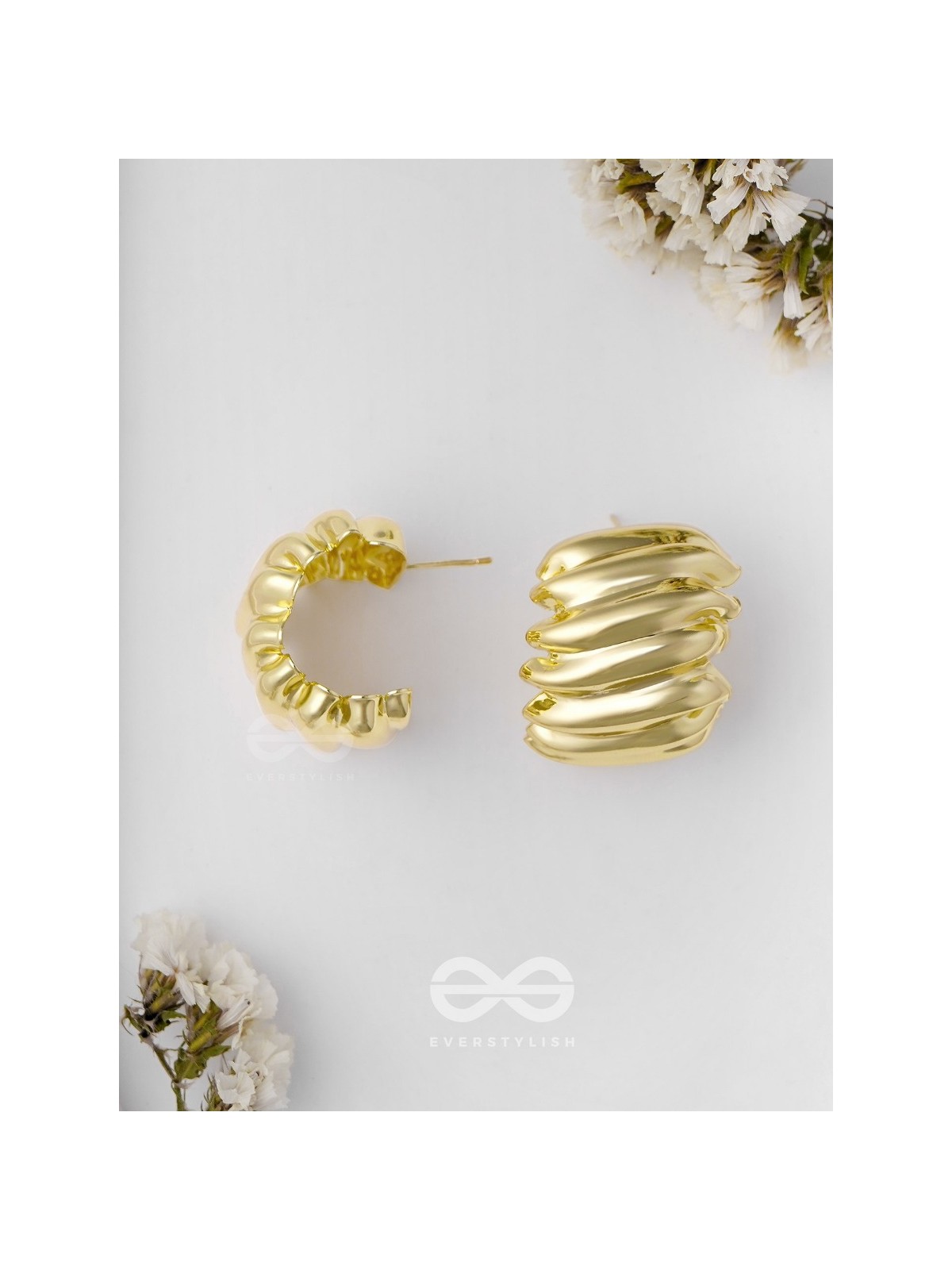 Metallic Curves - Statement Golden Earrings