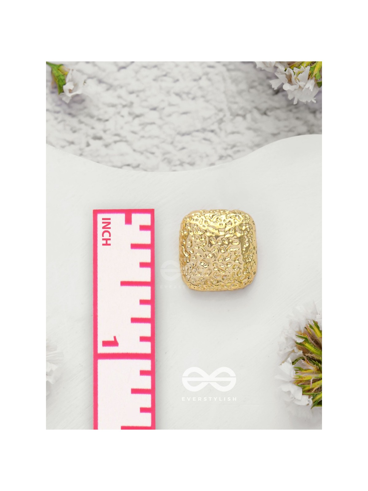 The Mosaic Squares - Golden Stud Earrings