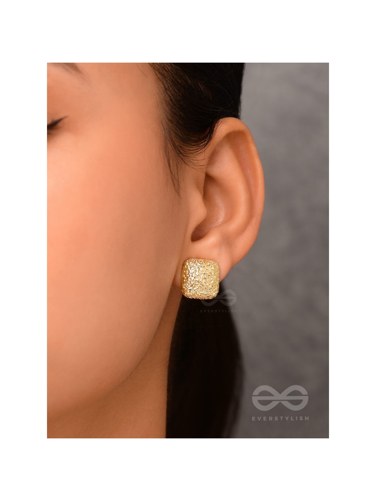 The Mosaic Squares - Golden Stud Earrings