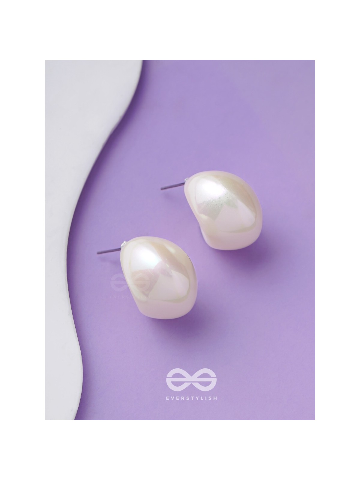 Groovy Arcs - Holographic Acrylic Earrings (White)