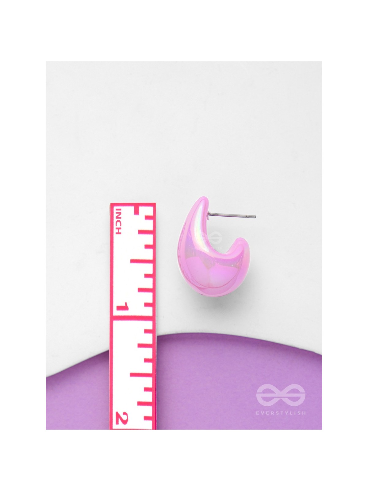 Shining Crescents - Holographic Acrylic Earrings (Pink)