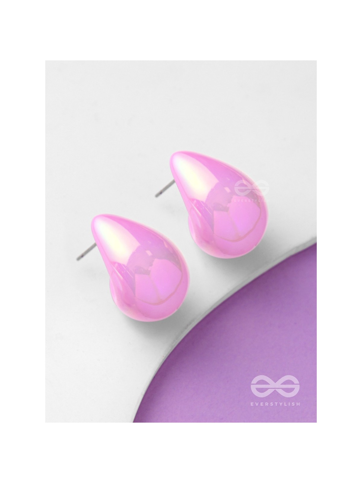Shining Crescents - Holographic Acrylic Earrings (Pink)