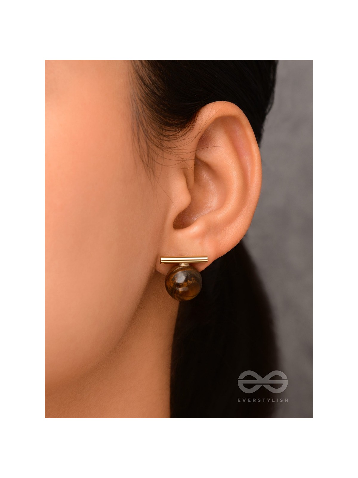 Spinning Coffee - Golden Stud Earrings