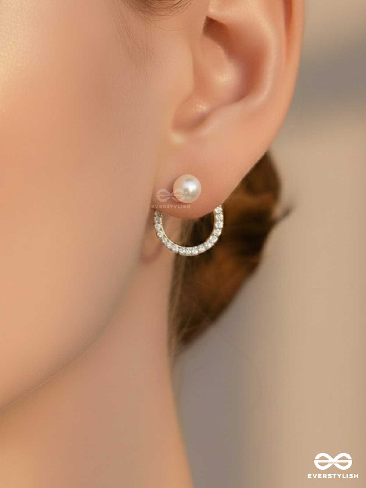 Polished Pearl - Golden Embellished Earrings